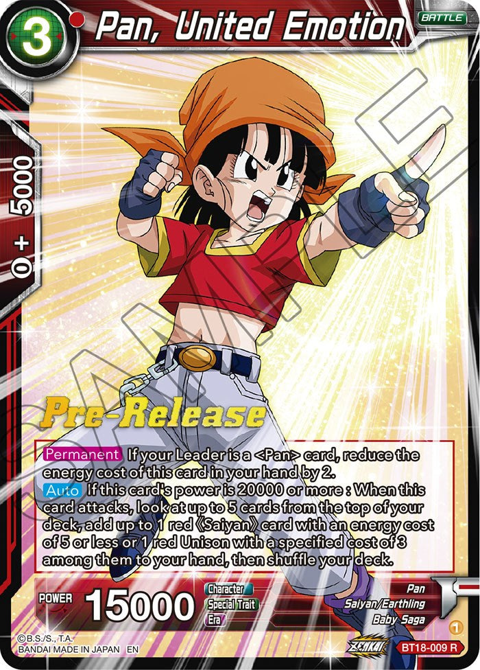 Pan, United Emotion (BT18-009) [Dawn of the Z-Legends Prerelease Promos] | Tables and Towers