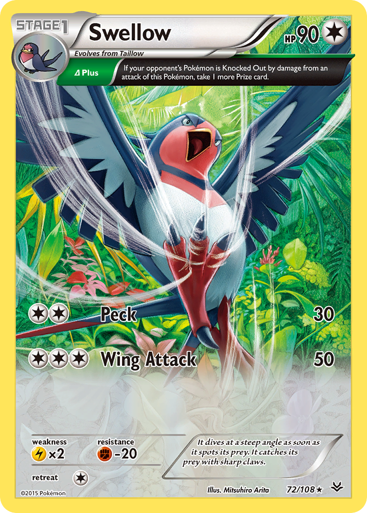 Swellow (72/108) [XY: Roaring Skies] | Tables and Towers