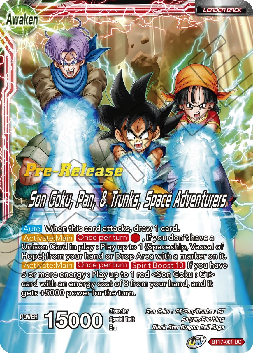 Son Goku // Son Goku, Pan, and Trunks, Space Adventurers (BT17-001) [Ultimate Squad Prerelease Promos] | Tables and Towers