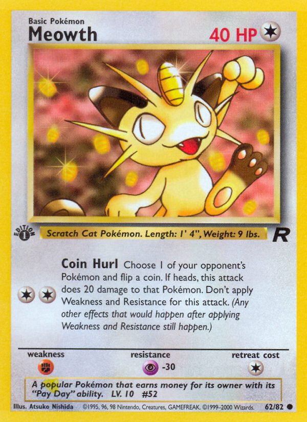 Meowth (62/82) [Team Rocket 1st Edition] | Tables and Towers