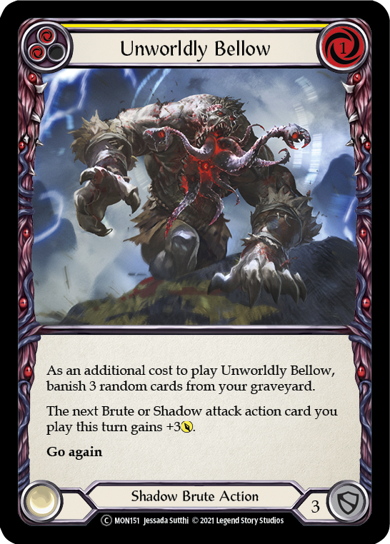 Unworldly Bellow (Yellow) [U-MON151-RF] (Monarch Unlimited)  Unlimited Rainbow Foil | Tables and Towers