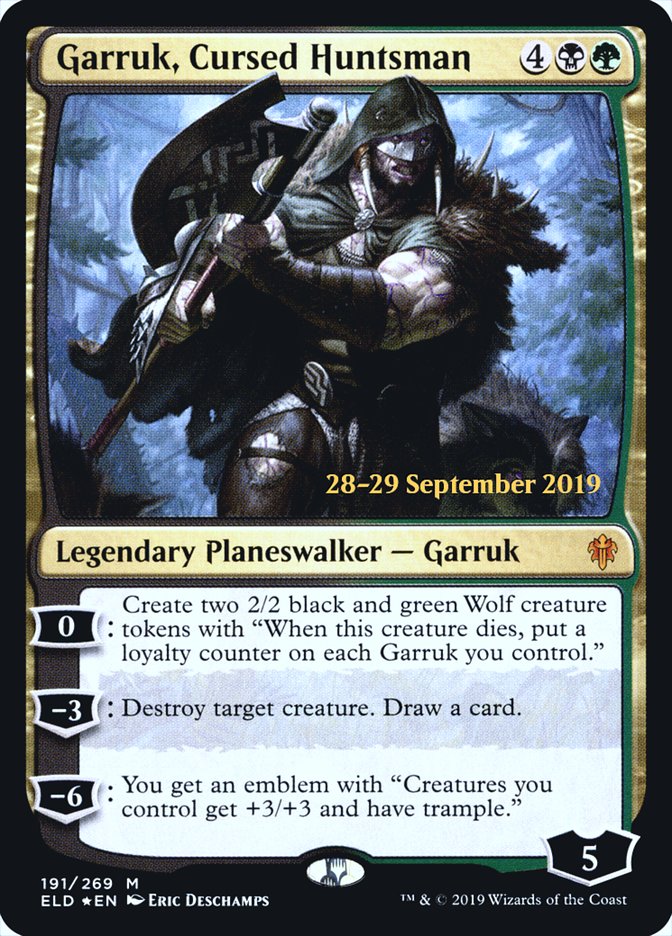 Garruk, Cursed Huntsman [Throne of Eldraine Prerelease Promos] | Tables and Towers