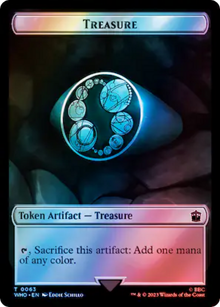 Alien Angel // Treasure (0063) Double-Sided Token (Surge Foil) [Doctor Who Tokens] | Tables and Towers