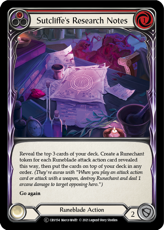 Sutcliffe's Research Notes (Red) [U-CRU154] (Crucible of War Unlimited)  Unlimited Rainbow Foil | Tables and Towers