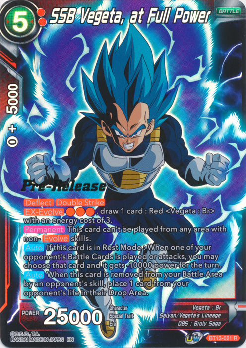 SSB Vegeta, at Full Power (BT13-021) [Supreme Rivalry Prerelease Promos] | Tables and Towers