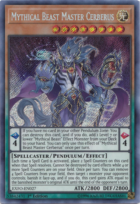 Mythical Beast Master Cerberus [EXFO-EN027] Secret Rare | Tables and Towers