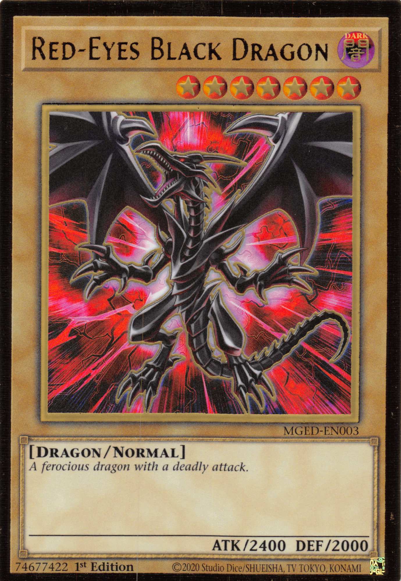 Red-Eyes Black Dragon (Alternate Art) [MGED-EN003] Gold Rare | Tables and Towers