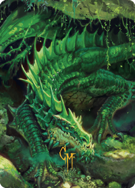 Lurking Green Dragon Art Card (Gold-Stamped Signature) [Commander Legends: Battle for Baldur's Gate Art Series] | Tables and Towers