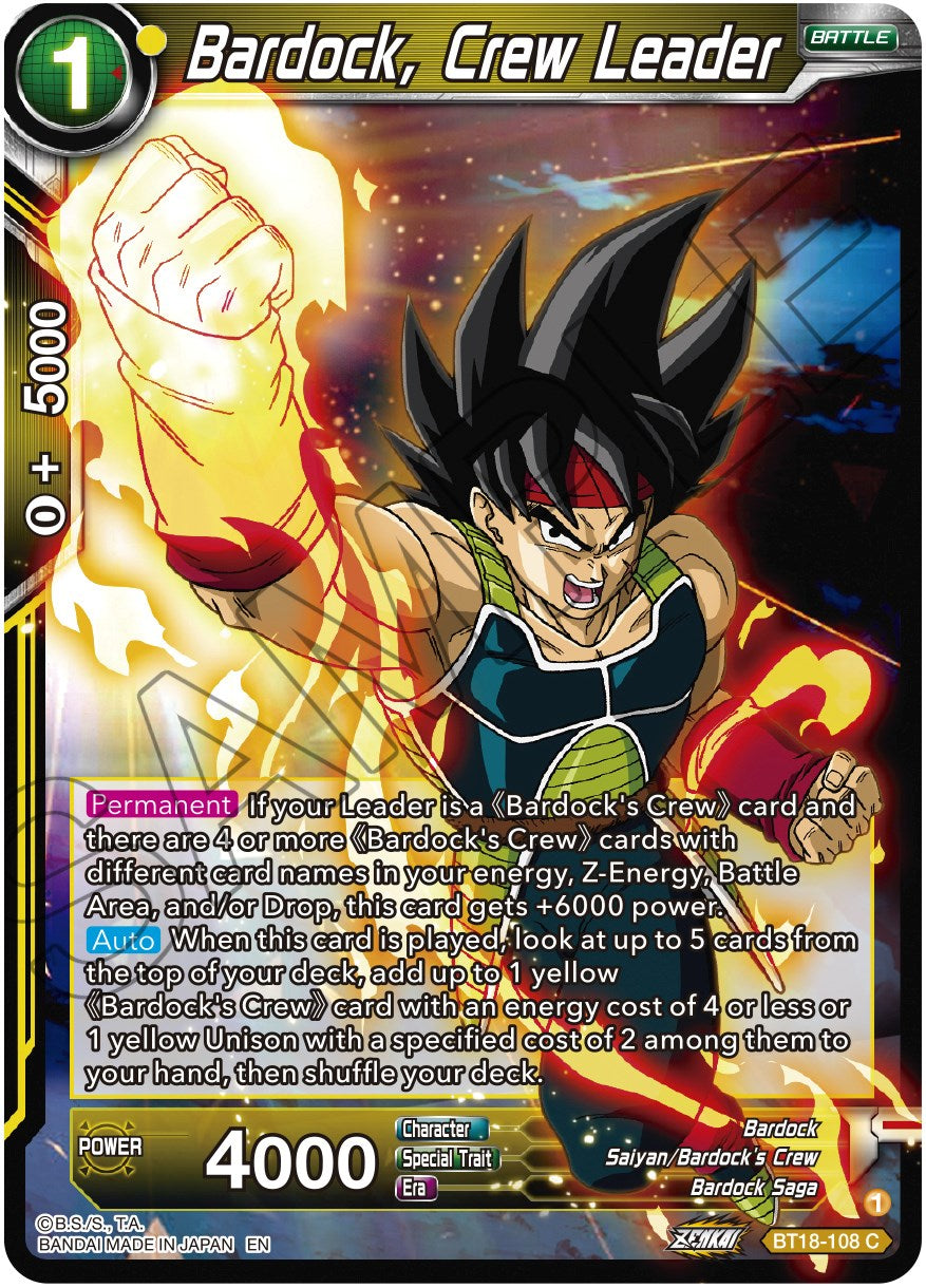 Bardock, Crew Leader (BT18-108) [Dawn of the Z-Legends] | Tables and Towers