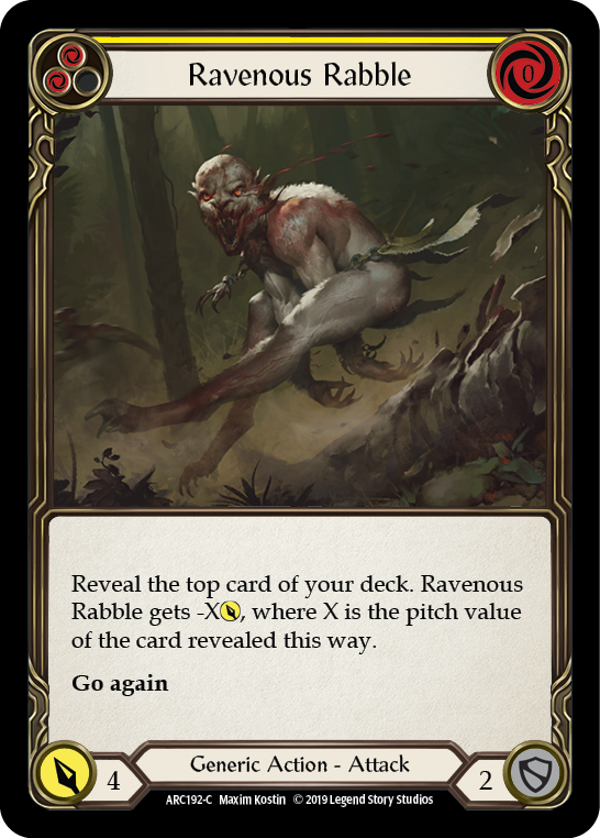 Ravenous Rabble (Yellow) [ARC192-C] (Arcane Rising)  1st Edition Rainbow Foil | Tables and Towers