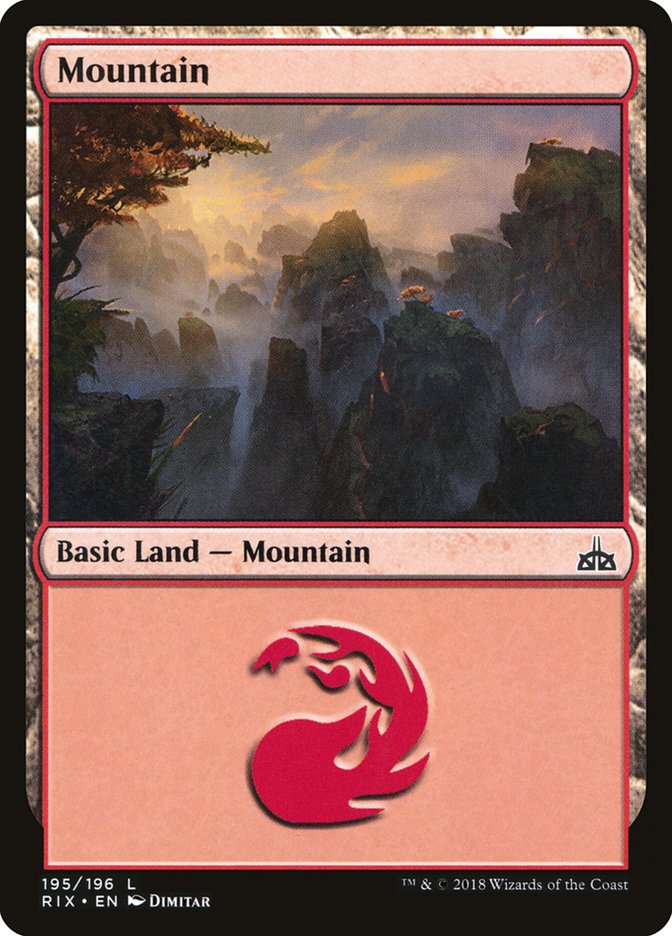 Mountain (195) [Rivals of Ixalan] | Tables and Towers