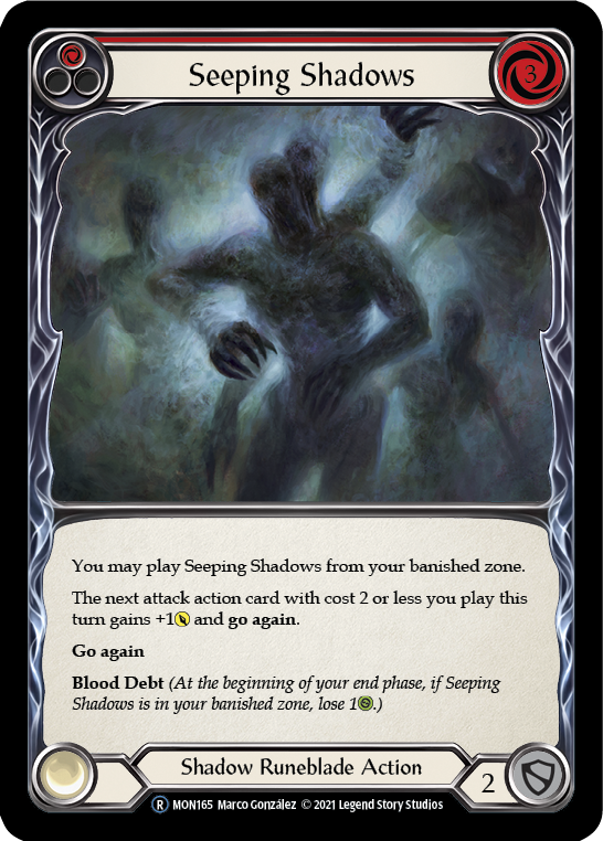 Seeping Shadows (Red) [U-MON165-RF] (Monarch Unlimited)  Unlimited Rainbow Foil | Tables and Towers