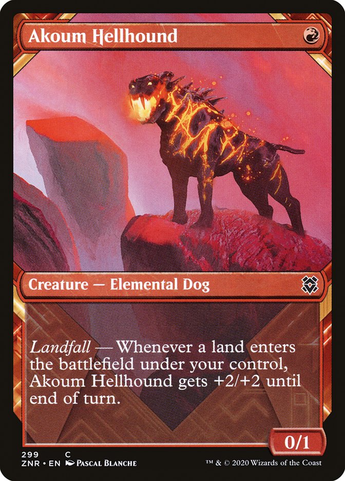 Akoum Hellhound (Showcase) [Zendikar Rising] | Tables and Towers