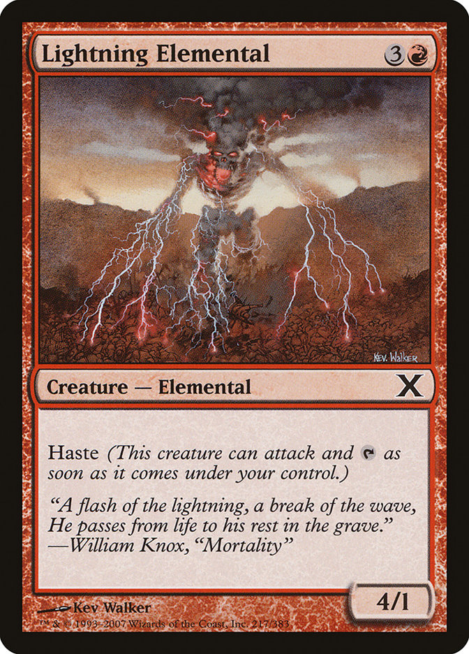 Lightning Elemental [Tenth Edition] | Tables and Towers