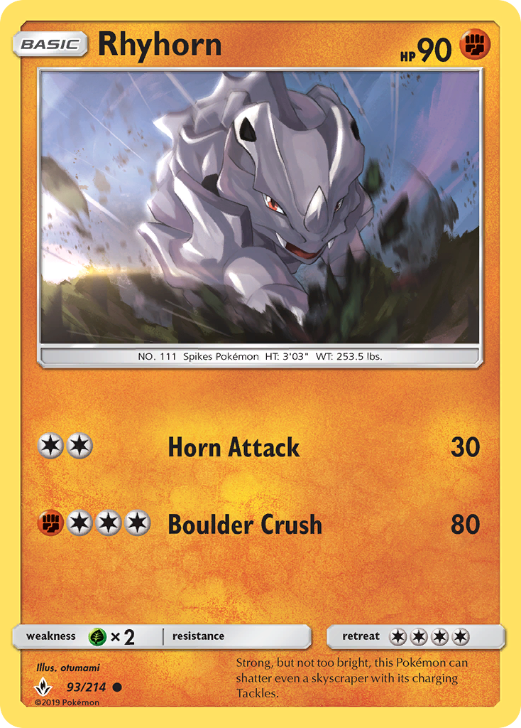 Rhyhorn (93/214) [Sun & Moon: Unbroken Bonds] | Tables and Towers