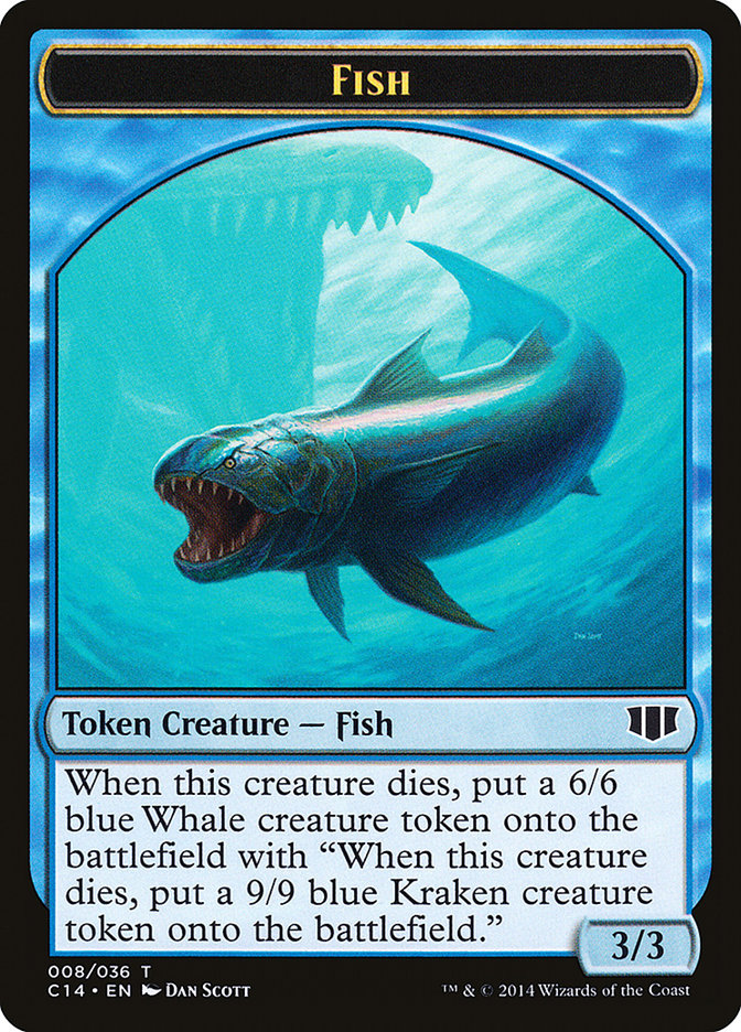 Fish // Zombie (011/036) Double-Sided Token [Commander 2014 Tokens] | Tables and Towers