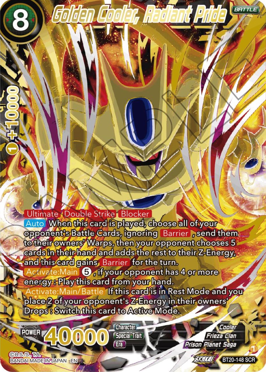 Golden Cooler, Radiant Pride (Alternate Art) (BT20-148) [Power Absorbed] | Tables and Towers