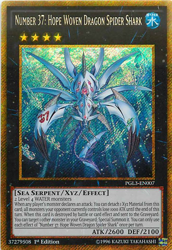 Number 37: Hope Woven Dragon Spider Shark [PGL3-EN007] Gold Secret Rare | Tables and Towers