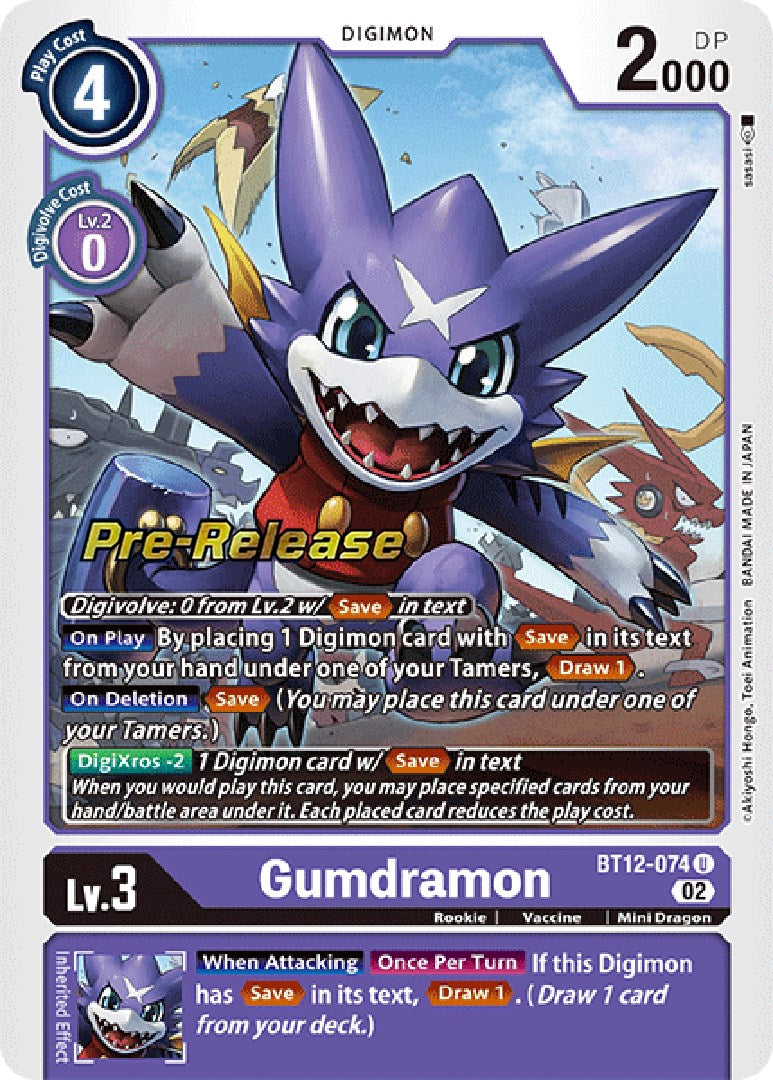 Gumdramon [BT12-074] [Across Time Pre-Release Cards] | Tables and Towers