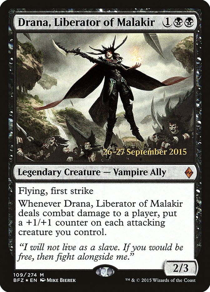 Drana, Liberator of Malakir [Battle for Zendikar Prerelease Promos] | Tables and Towers