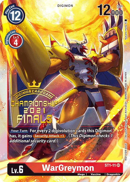 WarGreymon [ST1-11] (2021 Championship Finals Event Pack Alt-Art Gold Stamp Set) [Starter Deck: Gaia Red Promos] | Tables and Towers