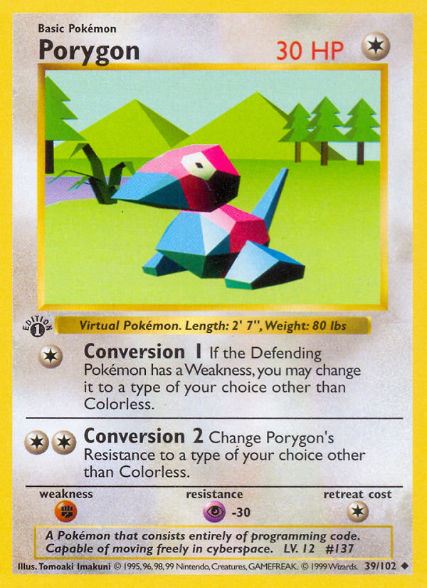 Porygon (39/102) (Shadowless) [Base Set 1st Edition] | Tables and Towers