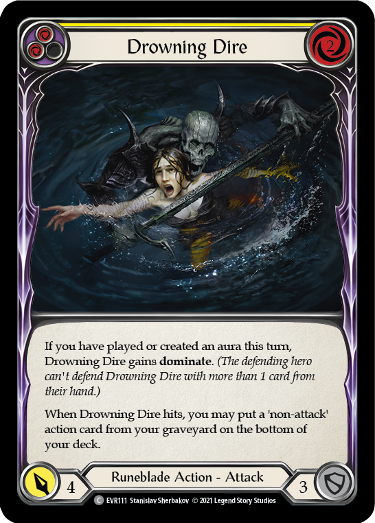 Drowning Dire (Yellow) [EVR111] (Everfest)  1st Edition Rainbow Foil | Tables and Towers