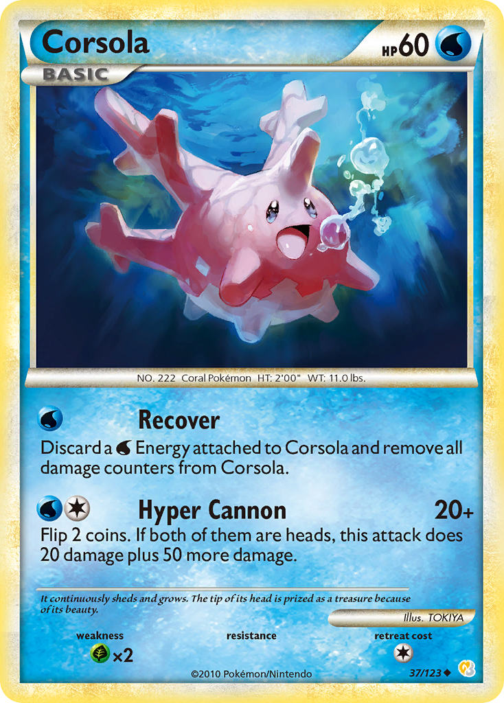 Corsola (37/123) [HeartGold & SoulSilver: Base Set] | Tables and Towers