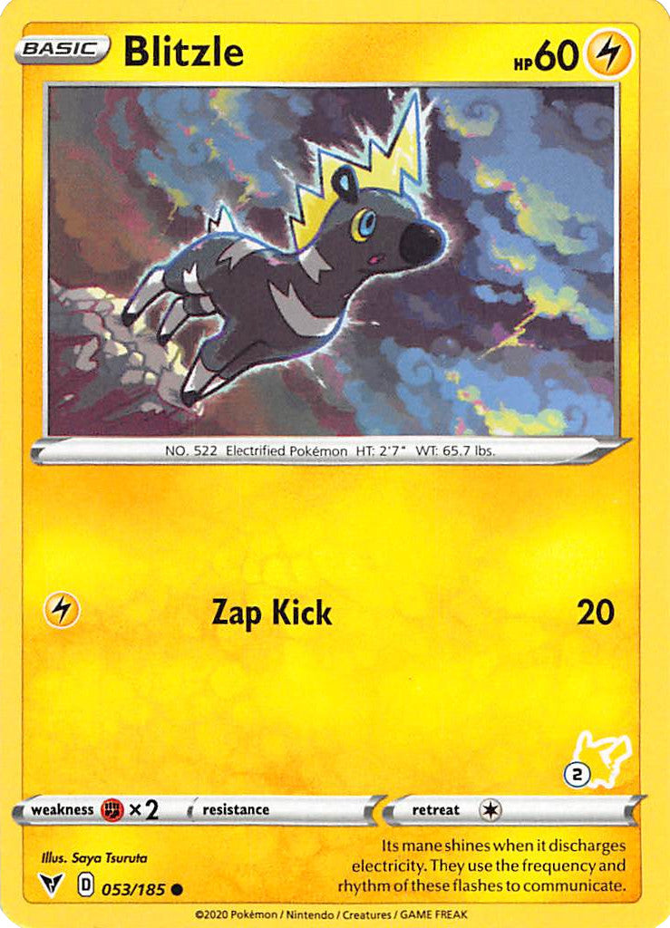 Blitzle (053/185) (Pikachu Stamp #2) [Battle Academy 2022] | Tables and Towers