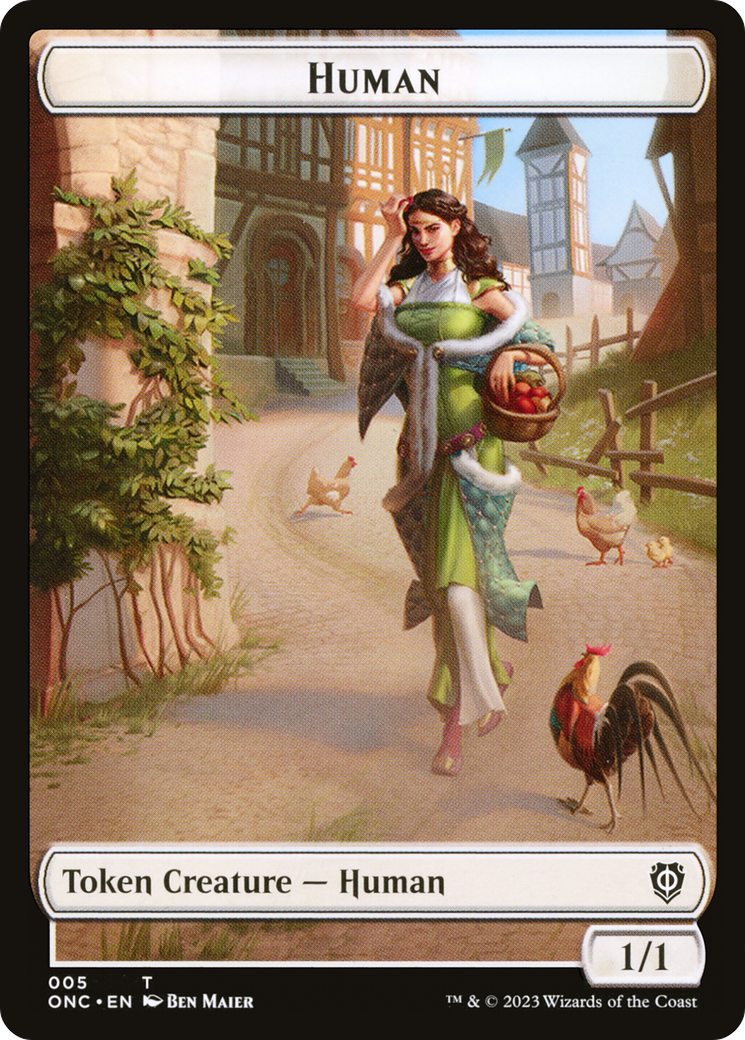 Human // Spirit Double-Sided Token [Phyrexia: All Will Be One Commander Tokens] | Tables and Towers