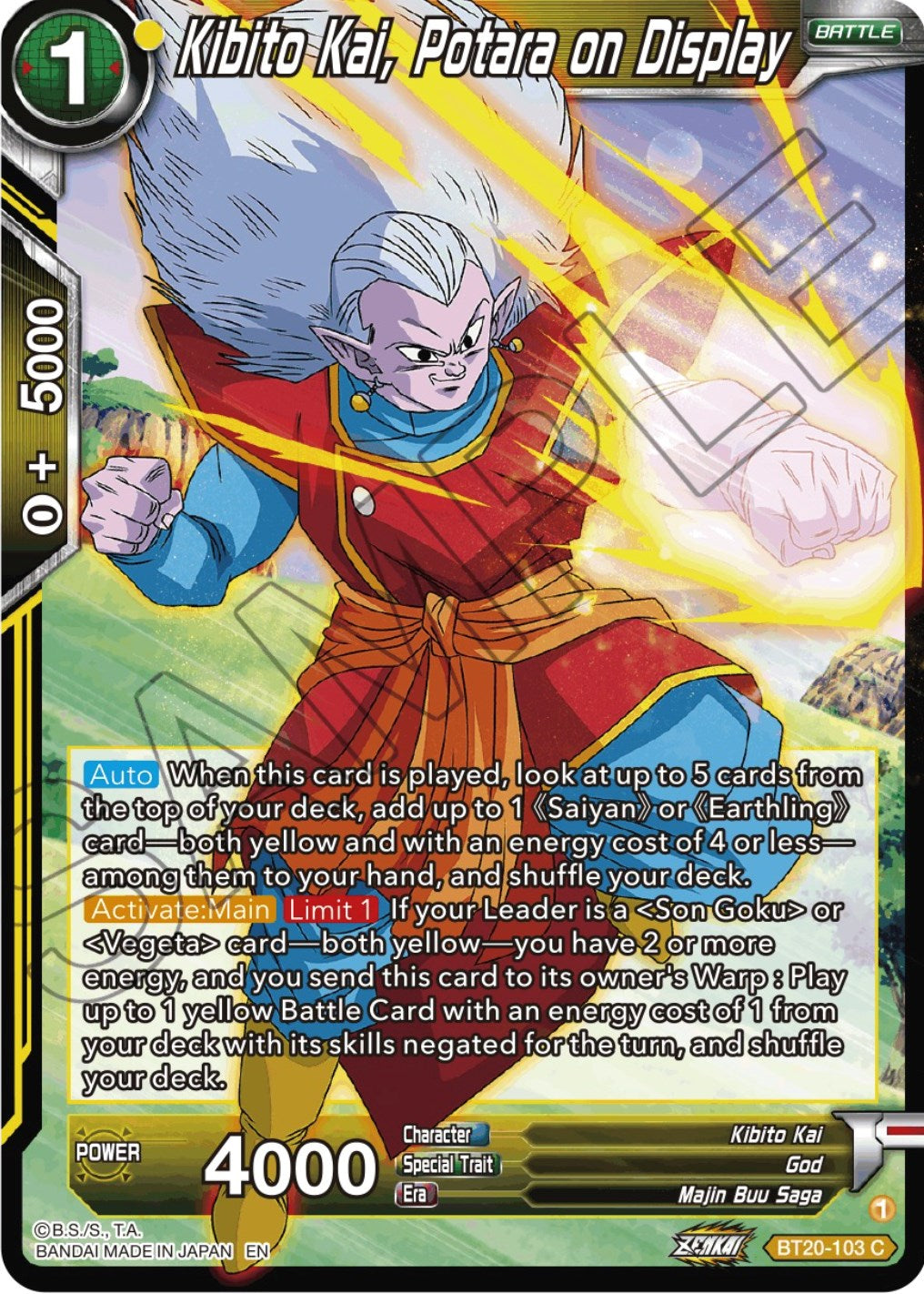 Kibito Kai, Potara on Display (BT20-103) [Power Absorbed] | Tables and Towers