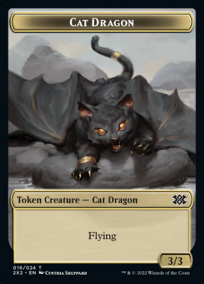 Cat Dragon // Knight Double-Sided Token [Double Masters 2022 Tokens] | Tables and Towers