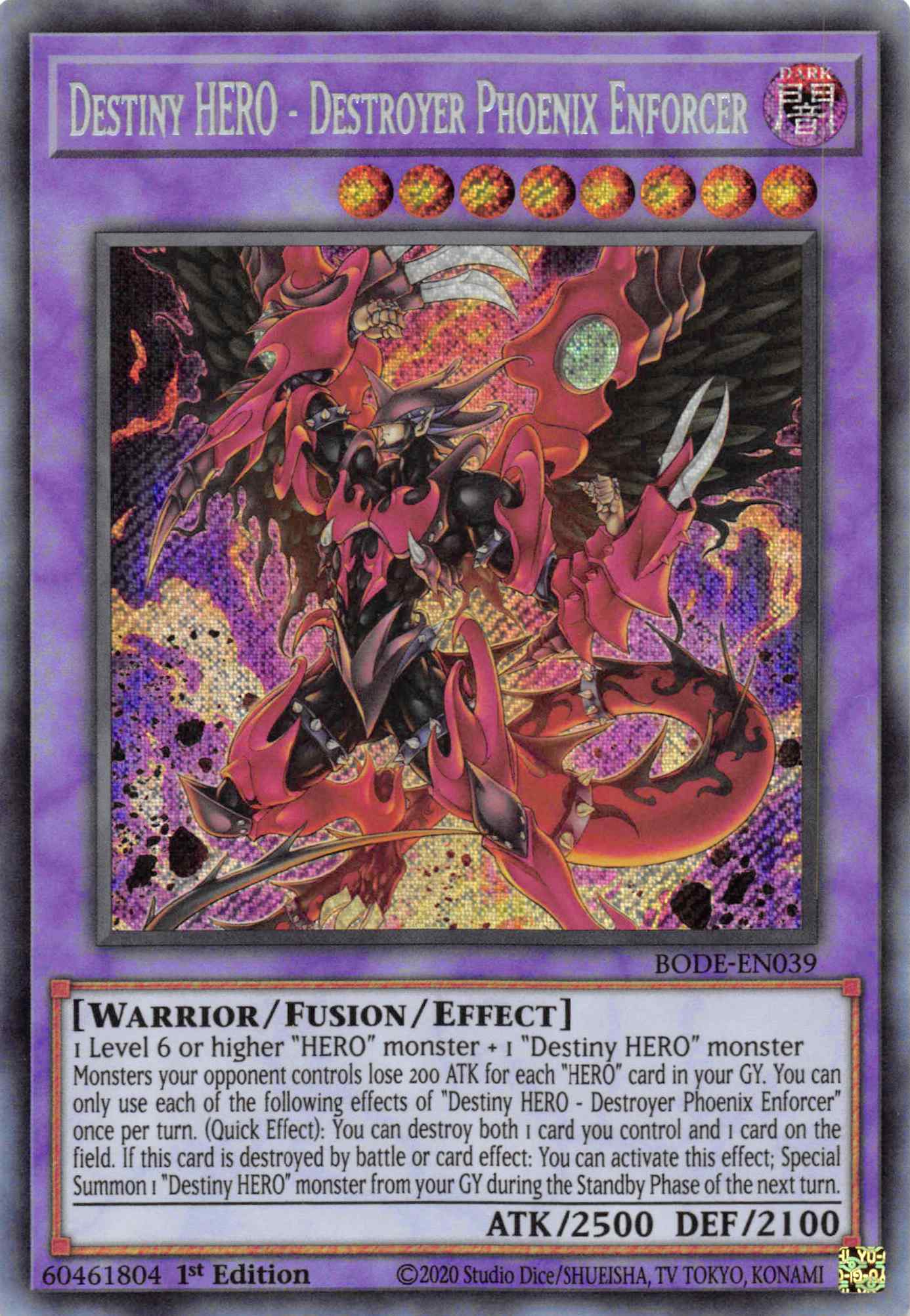 Destiny HERO - Destroyer Phoenix Enforcer [BODE-EN039] Secret Rare | Tables and Towers