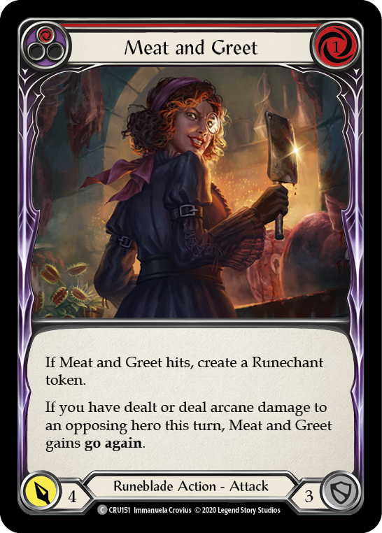 Meat and Greet (Red) [CRU151] (Crucible of War)  1st Edition Rainbow Foil | Tables and Towers