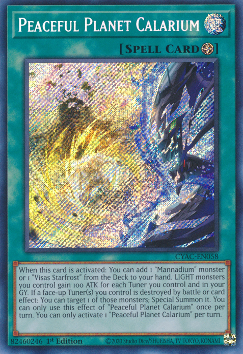Peaceful Planet Calarium [CYAC-EN058] Secret Rare | Tables and Towers