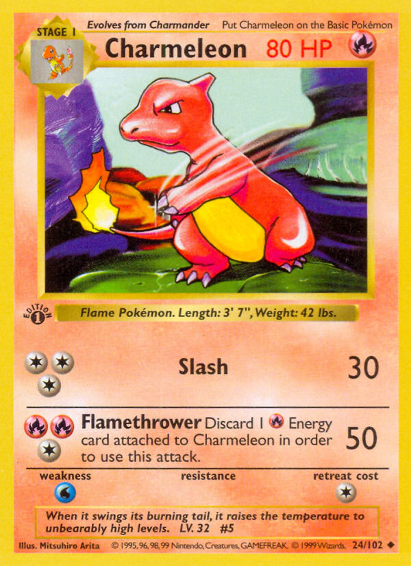 Charmeleon (24/102) (Shadowless) [Base Set 1st Edition] | Tables and Towers