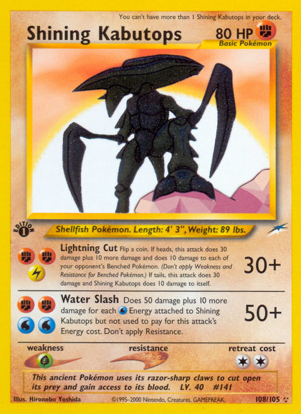 Shining Kabutops (108/105) [Neo Destiny 1st Edition] | Tables and Towers