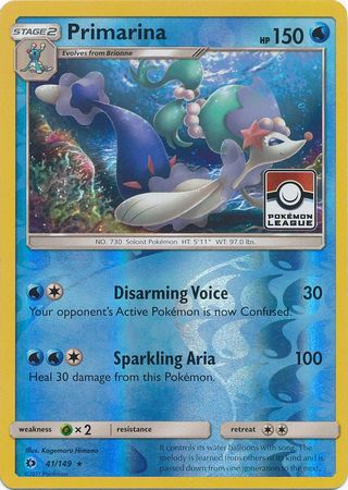 Primarina (41/149) (League Promo) [Sun & Moon: Base Set] | Tables and Towers