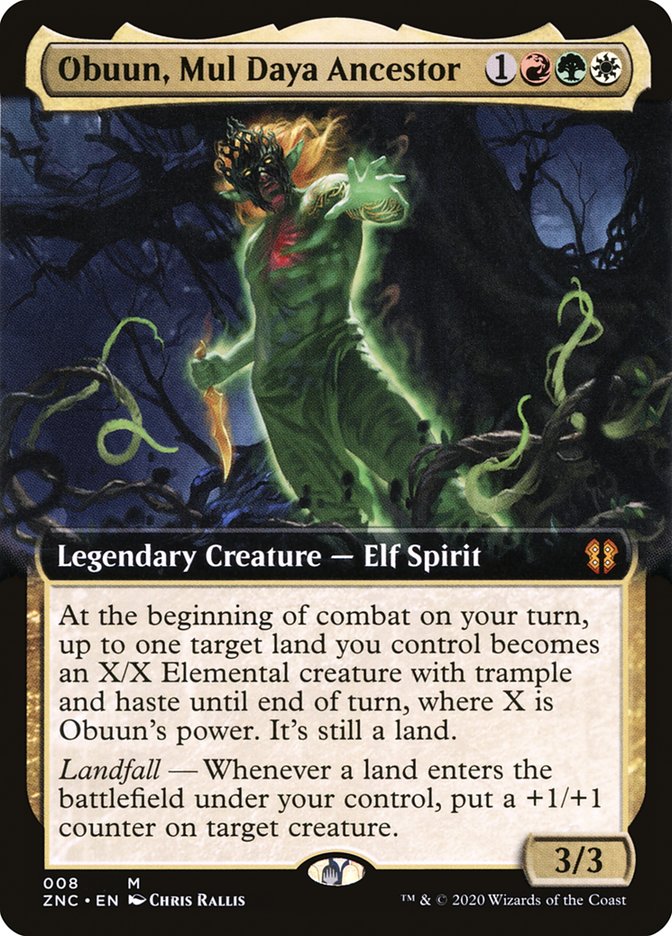 Obuun, Mul Daya Ancestor (Extended Art) [Zendikar Rising Commander] | Tables and Towers