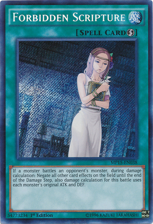 Forbidden Scripture [MP15-EN038] Secret Rare | Tables and Towers