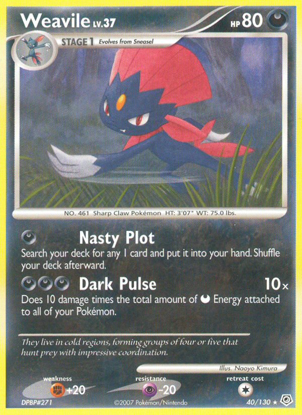 Weavile (40/130) [Diamond & Pearl: Base Set] | Tables and Towers