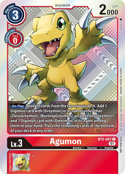 Agumon [BT5-007] (New Awakening Pre-Release Tournament Winner Card) [New Awakening Pre-Release Promos] | Tables and Towers