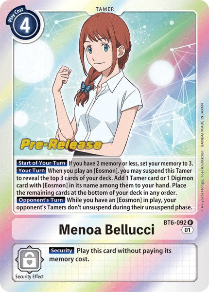 Menoa Bellucci [BT6-092] [Double Diamond Pre-Release Cards] | Tables and Towers