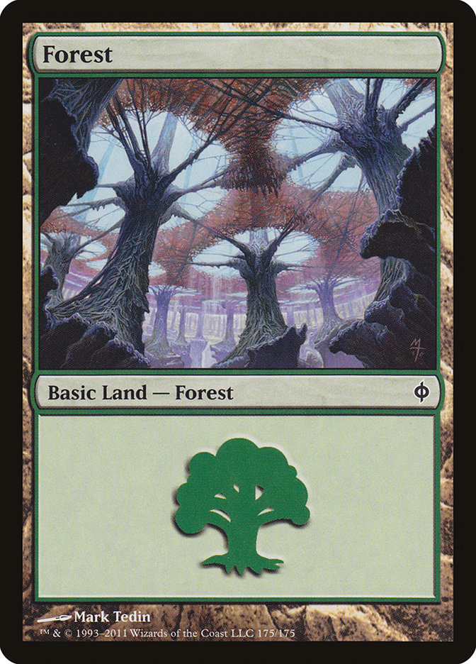 Forest (175) [New Phyrexia] | Tables and Towers