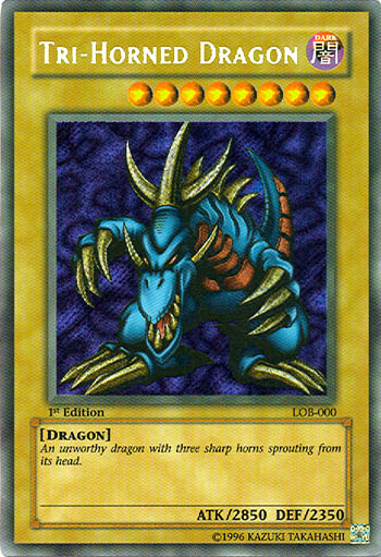 Tri-Horned Dragon [LOB-000] Secret Rare | Tables and Towers