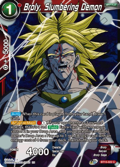 Broly, Slumbering Demon (BT15-022) [Saiyan Showdown] | Tables and Towers