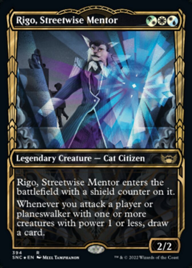 Rigo, Streetwise Mentor (Showcase Golden Age Gilded Foil) [Streets of New Capenna] | Tables and Towers