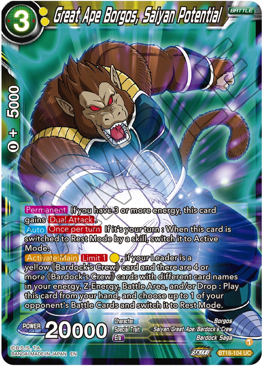 Great Ape Borgos, Saiyan Potential (BT18-104) [Dawn of the Z-Legends] | Tables and Towers