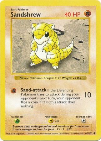 Sandshrew (62/102) [Base Set Shadowless Unlimited] | Tables and Towers