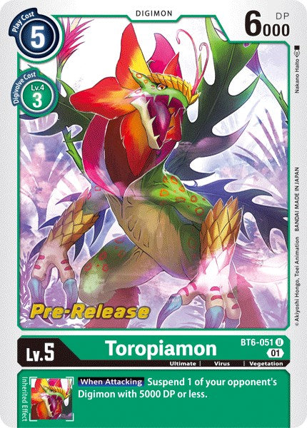 Toropiamon [BT6-051] [Double Diamond Pre-Release Cards] | Tables and Towers